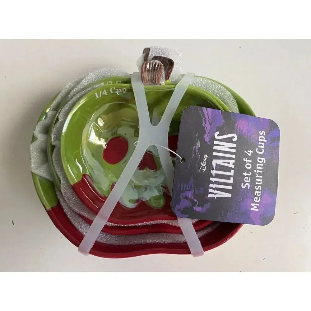 Set Of 4 Disney Halloween Villains Poisoned Apple Measuring Cups‎ Iridescent NEW